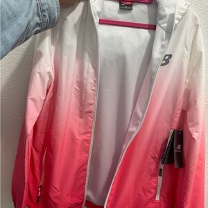 New Balance Women's White to Pink Ombre Hooded Jacket